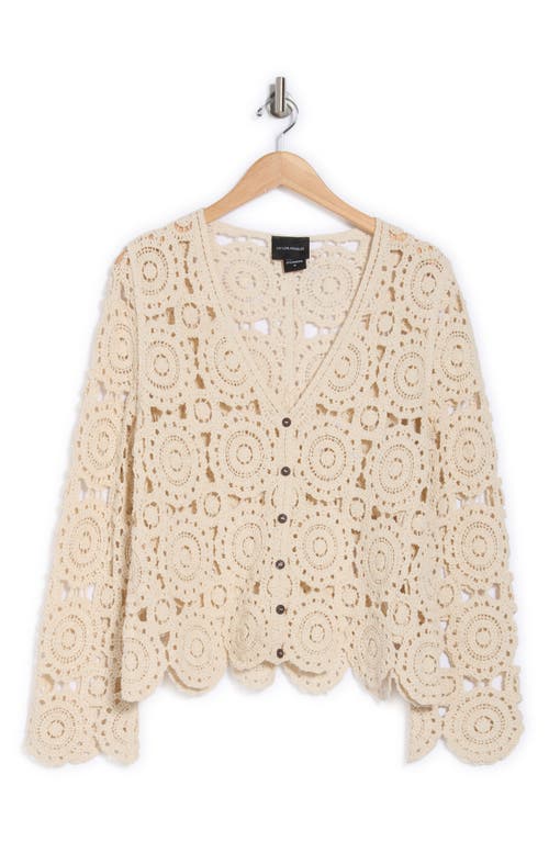 FORGOTTEN GRACE FORGOTTEN GRACE CROCHET CIRCLE BUTTON FRONT CARDIGAN