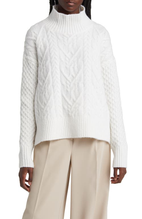 Nordstrom Mock Neck Cable Knit Sweater Ivory Cloud at Nordstrom,