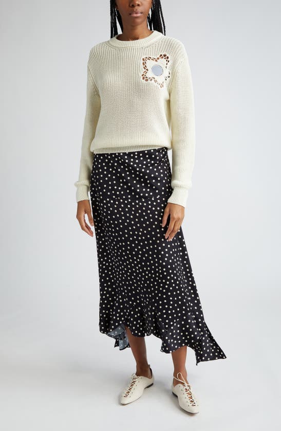 Shop Stella Mccartney Polka Dot Handkerchief Hem Maxi Skirt In 1028 - Black/ Cream