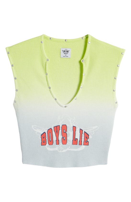 Boys Lie Fool Me Once Waffle Stitch Crop Top In Tie-dye