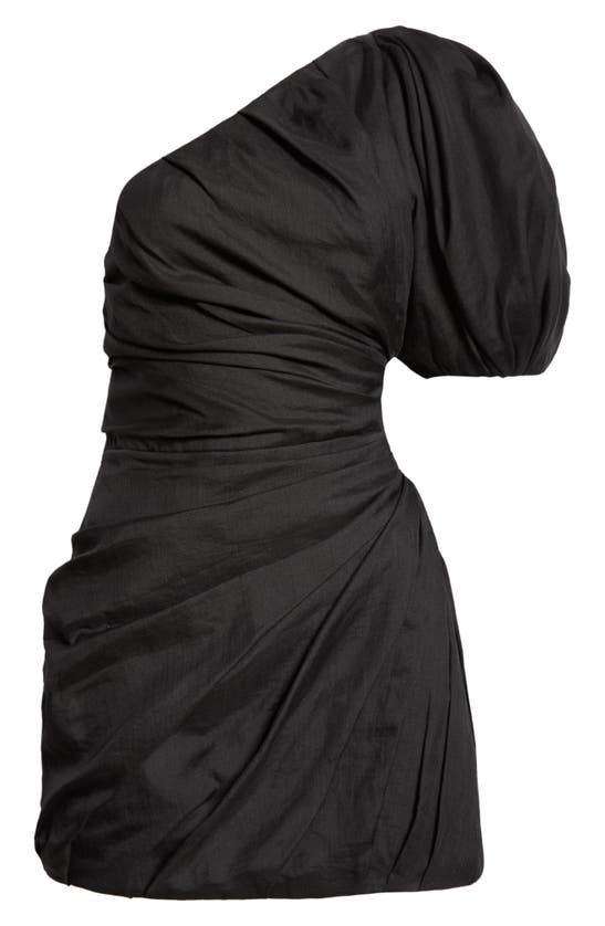 Shop Chloé One-shoulder Ruched Minidress In Black