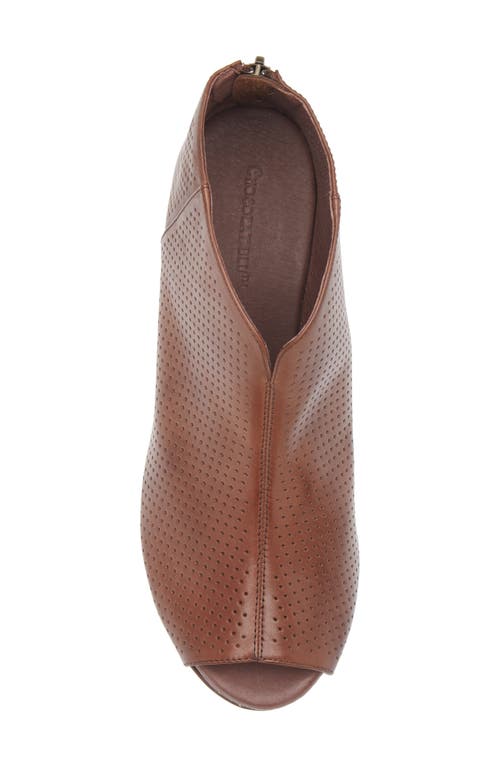 Chocolat Blu Walee Peep Toe Platform Bootie In Dark Brown Leather