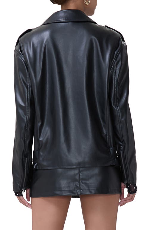 Shop Afrm Blaise Oversize Faux Leather Moto Jacket In Noir Pu