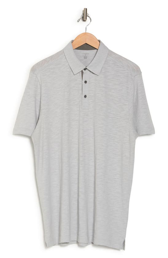 Shop 14th & Union Short Sleeve Slub Polo In Grey Silk