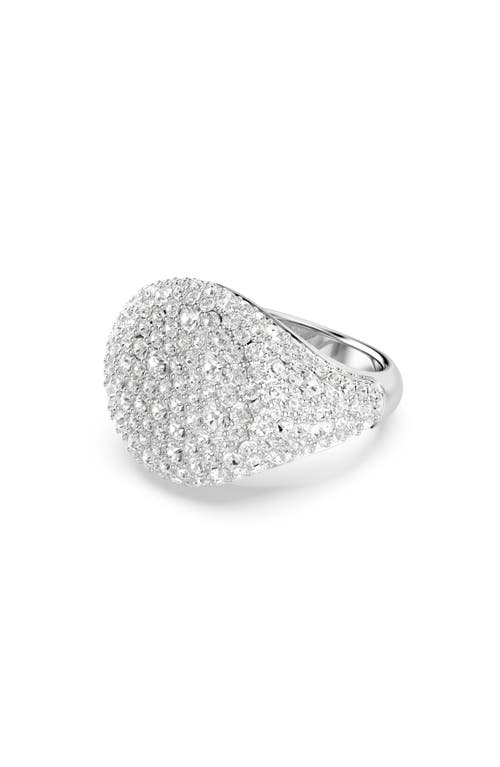 Swarovski White, Rhodium Plated Meteora Cocktail Ring In Silver