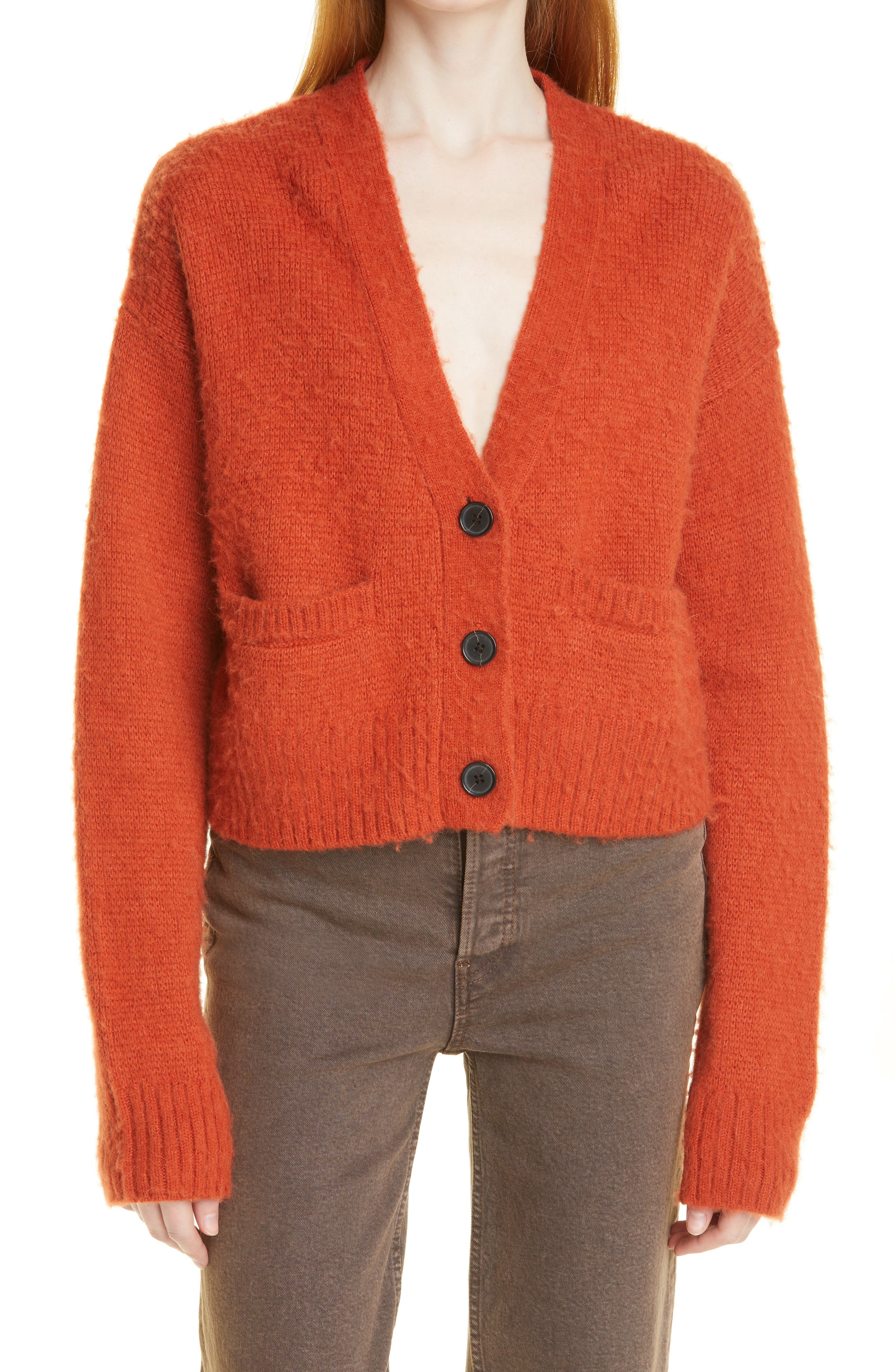 burnt orange cropped cardigan