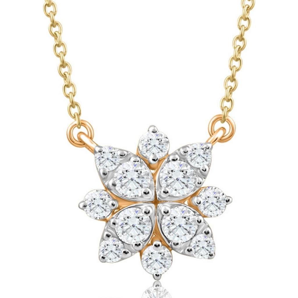 Bliss Diamond .55ct Tw Diamond Cluster Halo Round Pendant Yellow Gold Necklace Lab Grown In 10k Yellow Gold
