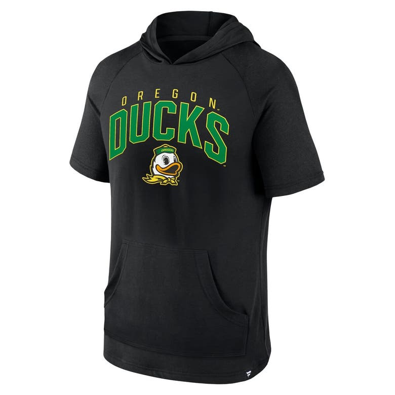 Shop Fanatics Branded Black Oregon Ducks Double Arch Raglan Short Sleeve Hoodie T-shirt