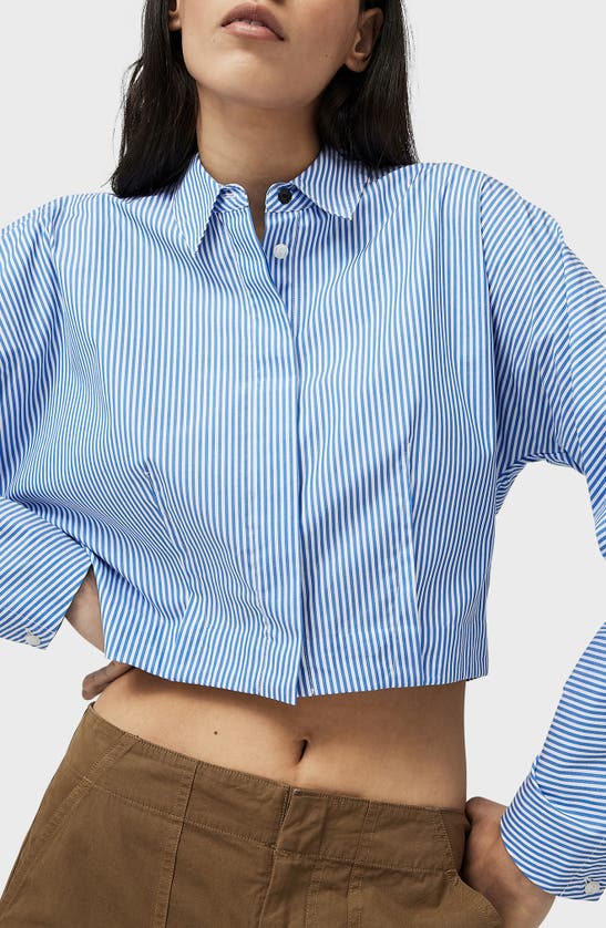RAG & BONE MORGAN STRIPE CROP BUTTON-UP SHIRT