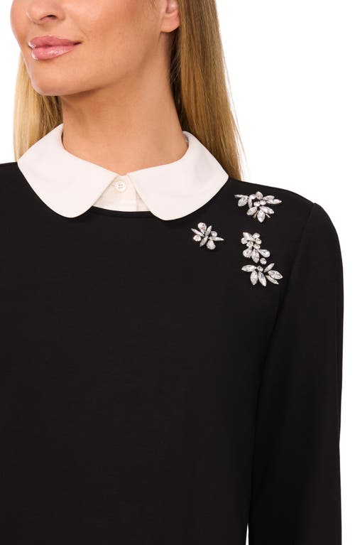 Embellished Layered Look Sweater In Rich Black