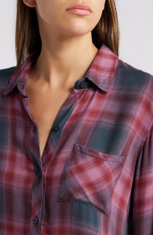 Shop Rails Hunter Plaid Button-up Shirt In Dusty Mauve Evergreen