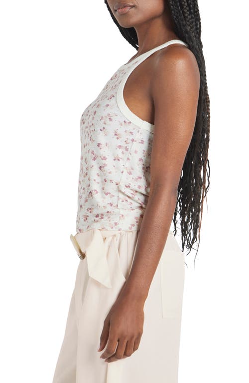 Shop Splendid Candice Linen Blend Crop Tank In White/lotus Floral