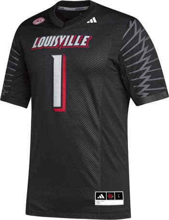 Men's adidas #1 Black Louisville Cardinals Team Premier Football Jersey