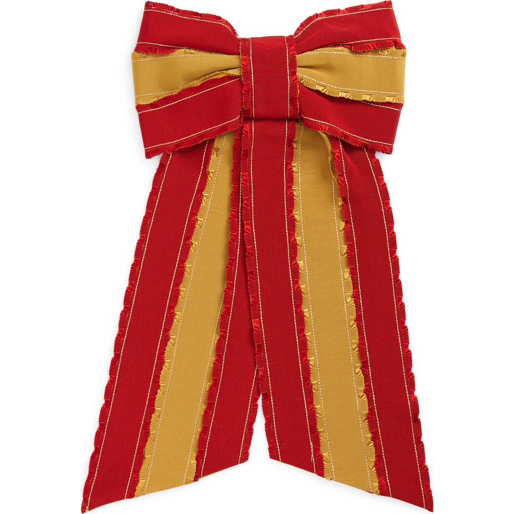 Bode Red & Yellow Winner's Sash Bevel Bow Barrette In Red Yellow