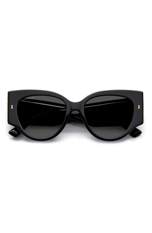 54mm Cat Eye Sunglasses in Black Gold/grey