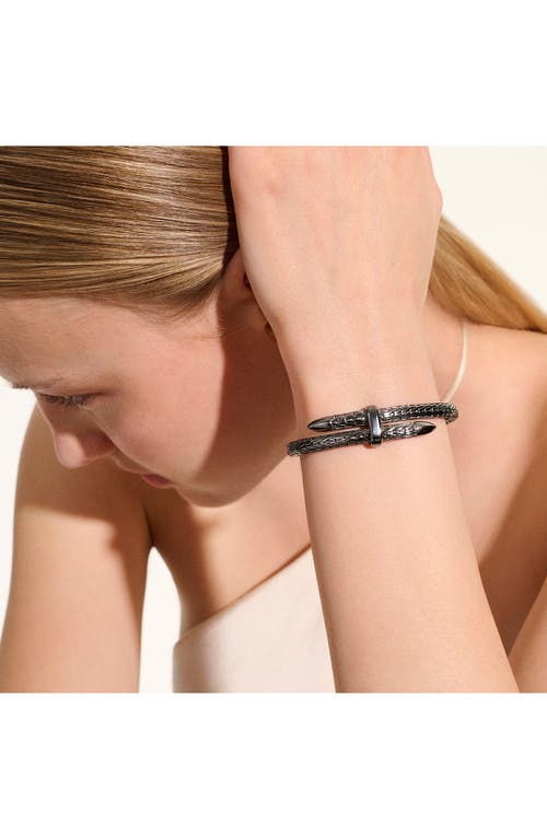 Shop John Hardy Spear Silver Flex Cuff Bracelet In Black Rhodium