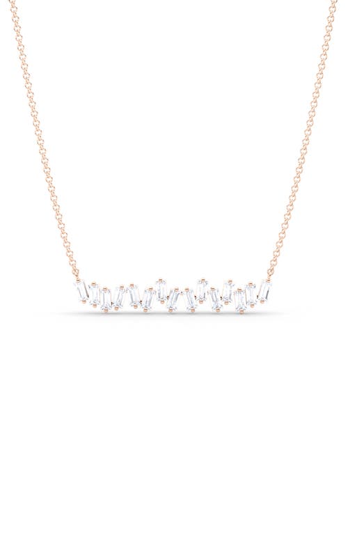Baguette Lab Created Diamond Pendant Necklace in 18K Rose Gold