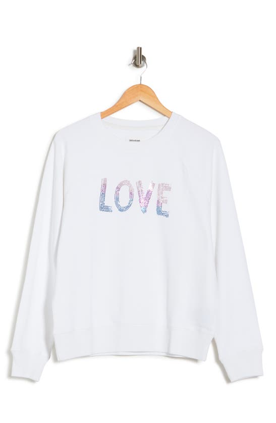 Zadig & Voltaire Upper Love Strass Graphic Sweatshirt In White