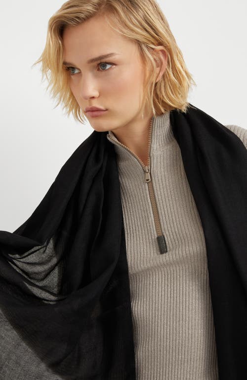 Shop Brunello Cucinelli Cashmere And Silk Scarf In Black