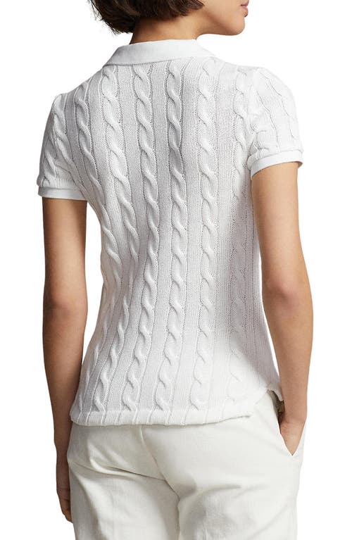 Shop Polo Ralph Lauren Cable Stitch Polo Sweater In White