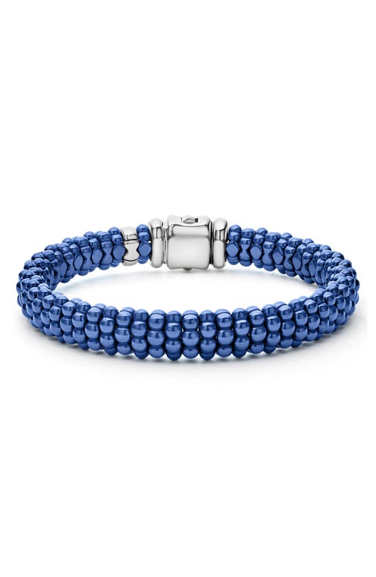 Shop Lagos Set Of 3 Caviar Beaded Bracelets In Blue