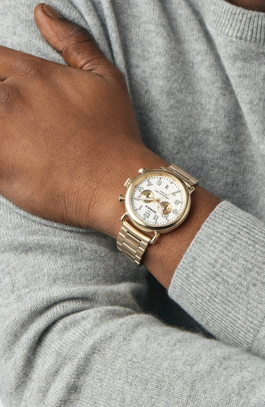 Shop Shinola Runwell 2 Eye Chronograph Bracelet Watch, 41mm In Gold/ Ivory