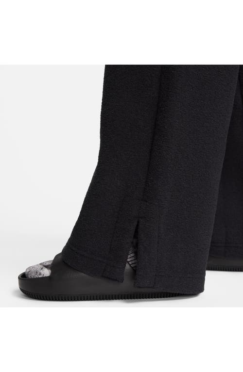 Shop Nike Sportswear Phoenix Plush High Waist Wide Leg Fleece Pants In Black/sail