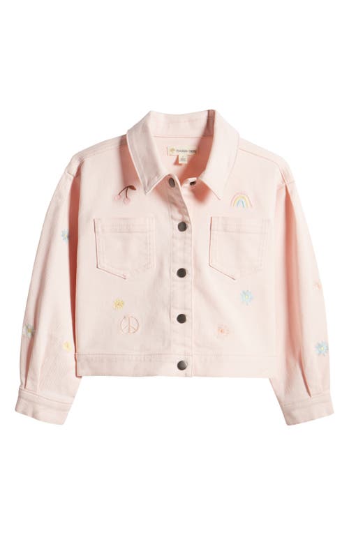 Shop Tucker + Tate Kids' Embroidered Stretch Denim Jacket In Pink English Floral