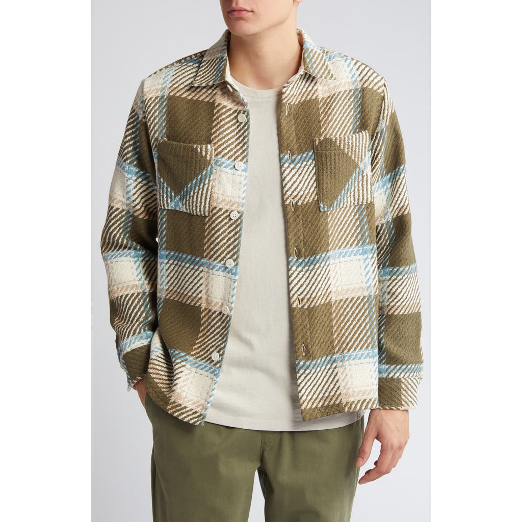 Wax London Whiting Marine Beatnik Button-up Overshirt In Khaki