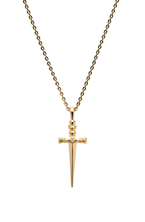 Awe Inspired Diamond Sword Pendant Necklace in Gold Vermeil