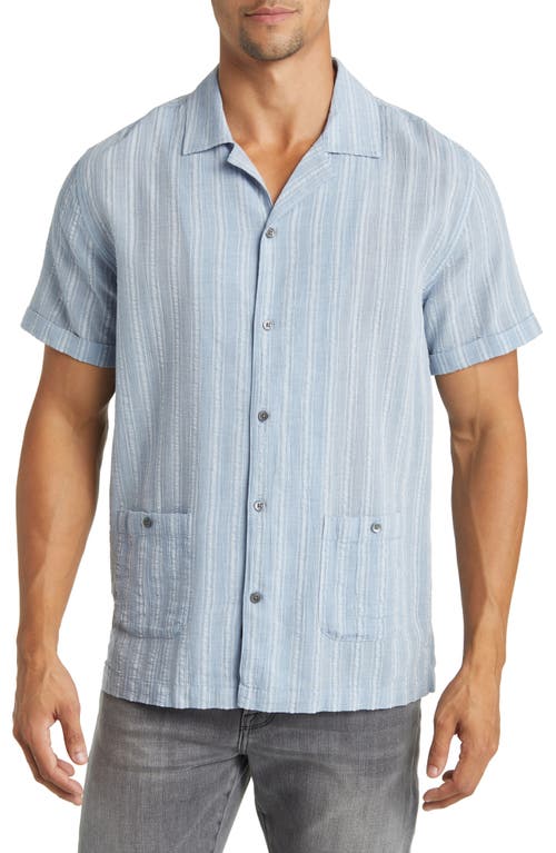 Rails Vice Stripe Cuban Collar Short Sleeve Button-Up Shirt in Blue Maize at Nordstrom, Size Small