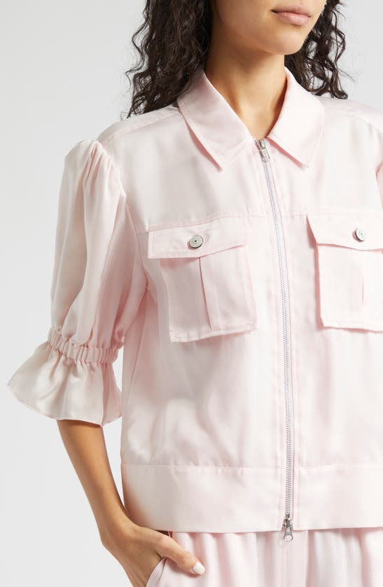 Shop Cinq À Sept Holly Ruffle Sleeve Jacket In Icy Pink