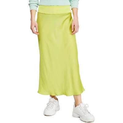 Free People Normani Bias Cut Satin Skirt, Green