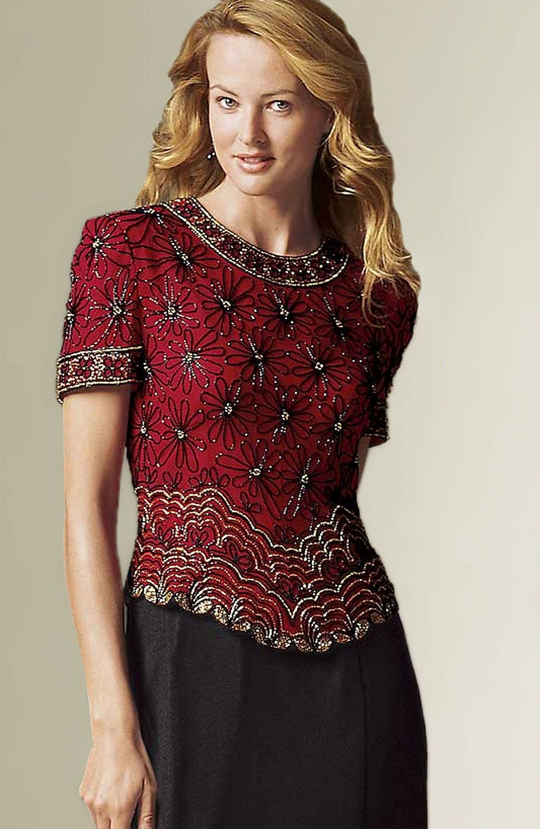 Adrianna Papell Beaded Silk Top Nordstrom