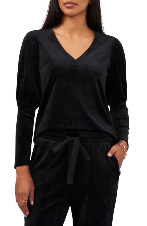 1.STATE Velvet V-Neck Top Rich Black at Nordstrom,