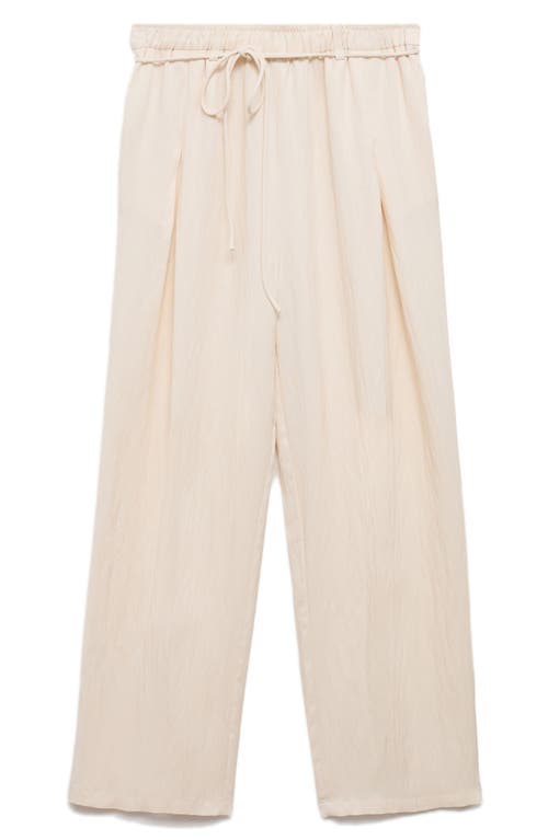 Mango Pull-on Relaxed Straight Leg Pants In Ecru