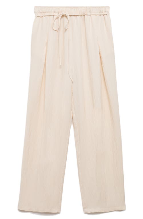 Shop Mango Pull-on Relaxed Straight Leg Pants In Ecru