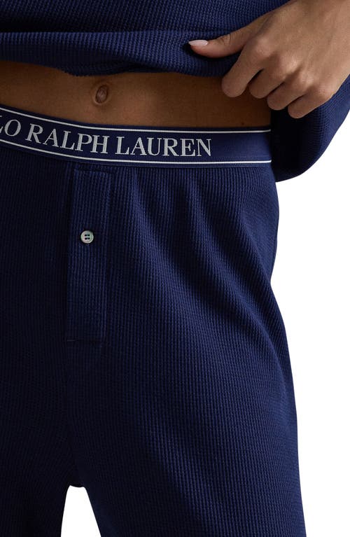 Shop Polo Ralph Lauren Stretch Cotton Blend Thermal Pajamas In Navy