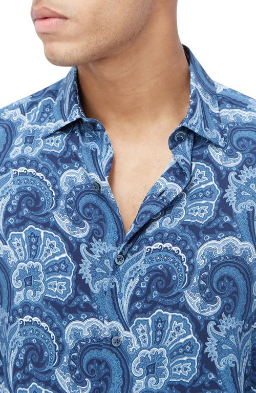 Shop Bugatchi Julian Paisley Ecovero™ Viscose Button-up Shirt In Navy