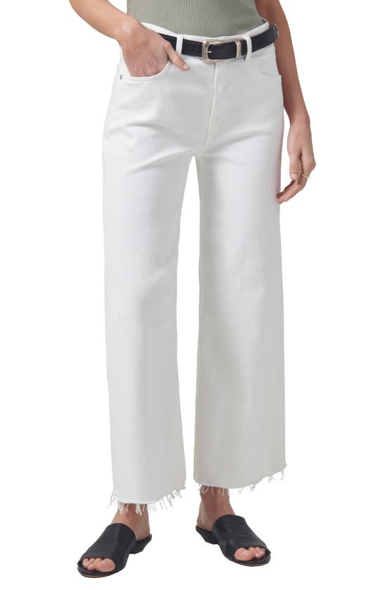 Shop Citizens Of Humanity Lyra Raw Hem Ankle Wide Leg Jeans In White