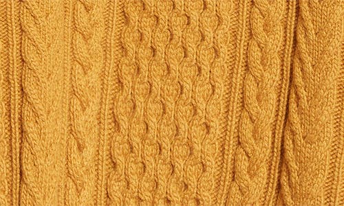 Shop Johnstons Of Elgin Aran Cable Knit Cashmere Sweater In Ochre