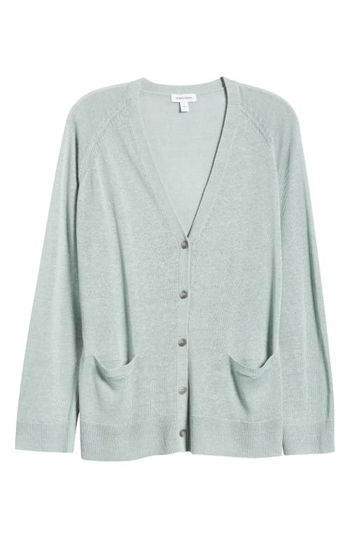 Shop Nordstrom Linen Blend Cardigan In Teal Mist