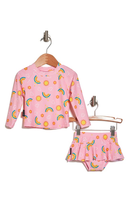 Dot Australia Babies' Rainbow Long Sleeve Two-piece Swimsuit In Pink