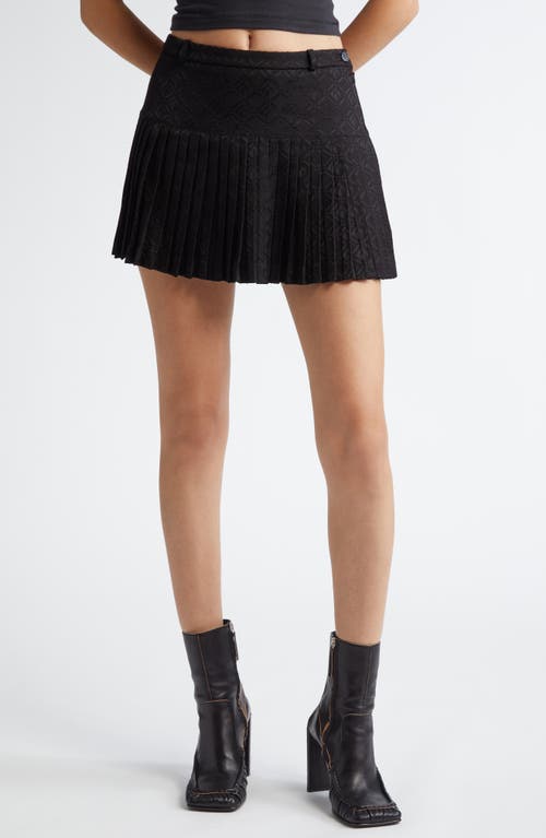 Shop Marine Serre Moon Diamond Jacquard Pleated Miniskirt In Black