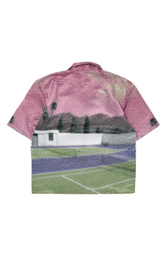 Shop Paterson Palm Springs Oversize Short Sleeve Button-up Shirt In Pink