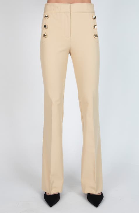 DEREK LAM 10 CROSBY Cropped button-embellished cotton-blend kick-flare pants