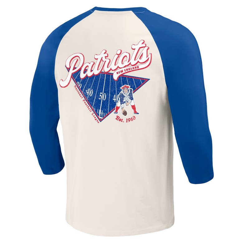 Shop Darius Rucker Collection By Fanatics Royal/white New England Patriots Raglan 3/4 Sleeve T-shirt