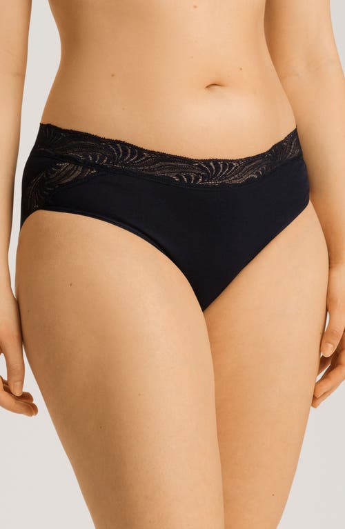 Hanro Cotton Delight Lace Trim High Cut Briefs in Black 