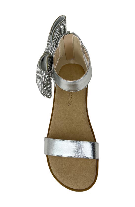 Shop Yosi Samra Kids' Miss Cambelle Bow Ankle Strap Sandal In Silver Metallic