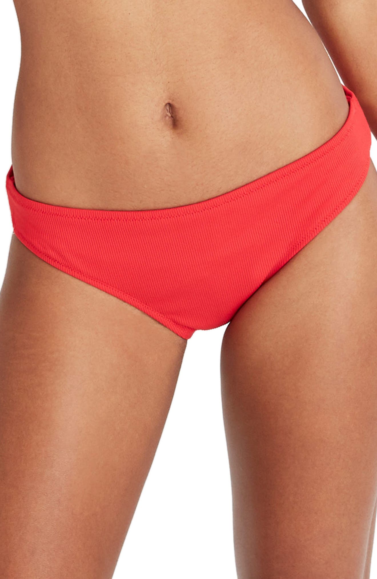 Madewell Second Wave Rib Classic Bikini Bottoms, Red